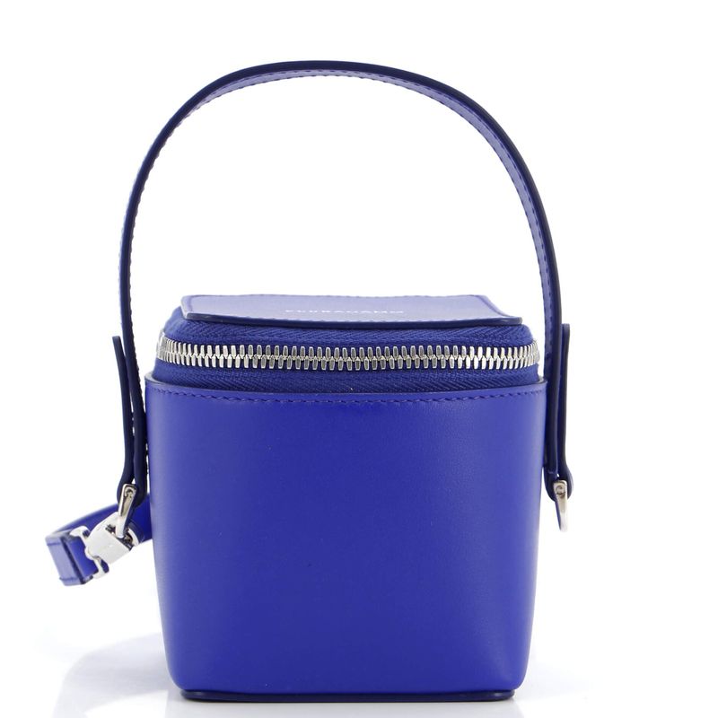 Salvatore Ferragamo Gancicni Top Handle Vanity Case Leather Micro Blue